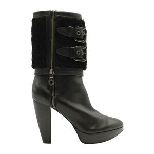Burberry Mink Fur Ankle Boots in Black Leather